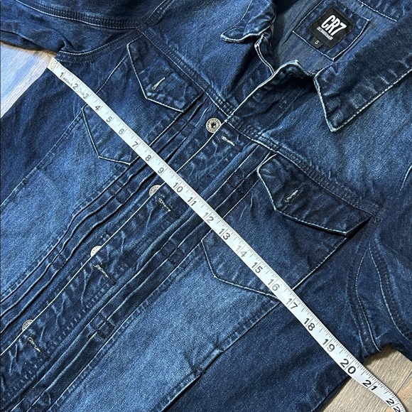 CR7 Celebrity Denim Men's Blue Denim Bomber Jacket - Picture 7 of 9